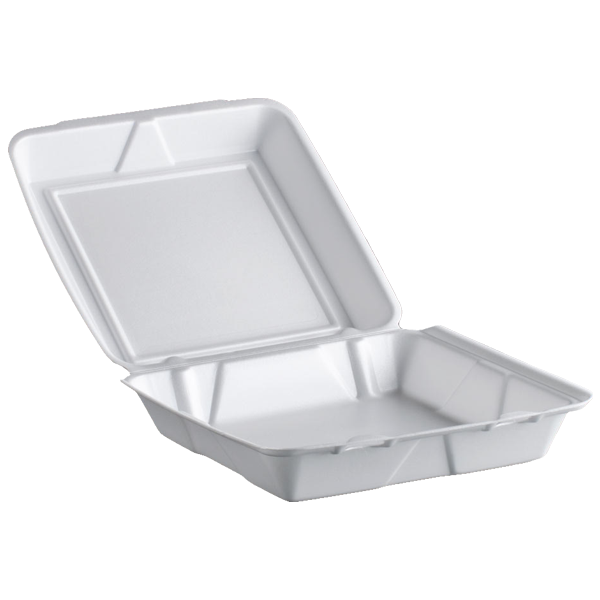 Foam Hinged Lid Containers, 9 x 9 x 3, White, 200/Carton
