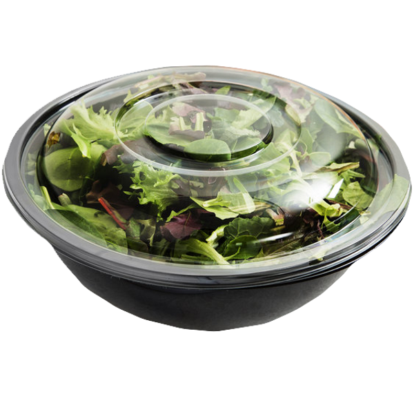160 oz Black Salad Bowls with Lids