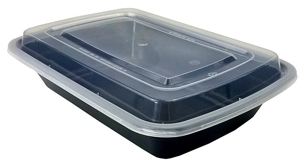 32oz Black Meal Prep Rectangle Three Compartment Containers. - Pak
