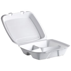 Large Foam Carryout, Food Container, 3-Compartment - White, 1 - Harris  Teeter