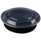 24oz Black Microwavable Round Container (7 inch Shollow)