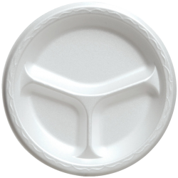 Reyma 10 inch 3 Compartment White Foam Plates