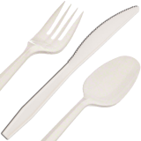 Disposable medium weight spoon, knife and fork