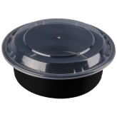 32oz Black Microwavable Round Container (7 inch Deep)
