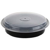48 oz Black Microwavable Round Container (9 inch)