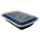 32 oz Black Microwavable rectangular Container (2 Compartment)
