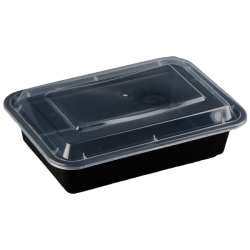 38oz Black Meal Prep Rectangle Single Compartment Food Containers - Pak ...